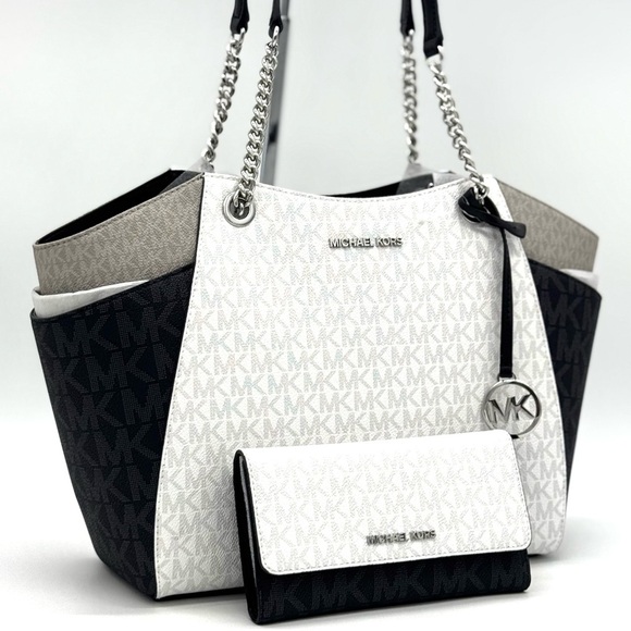 Michael Kors Jet Set Travel Chain Shoulder Bag & Trifold Wallet Matching Set - Picture 1 of 13